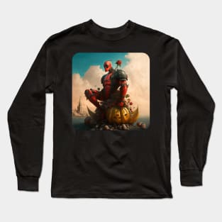 Impression of a red giant smashing a pumpkin (no text) Long Sleeve T-Shirt